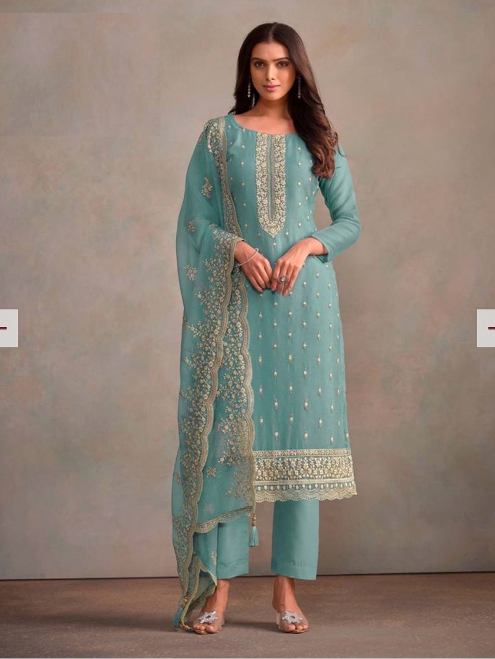 Straight-Leg Embroidered Salwar Kameez